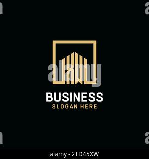 XW initial monogram logo design with square shape design inspiration Stock Vector
