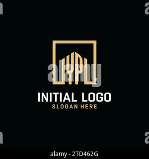 YP initial monogram logo design with square shape design inspiration Stock Vector