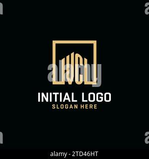 VC initial monogram logo design with square shape design inspiration Stock Vector