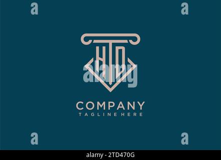 HD initial with pillar icon design, clean and modern attorney, legal firm logo design ideas Stock Vector
