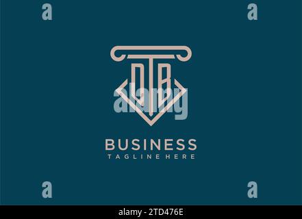 DB initial with pillar icon design, clean and modern attorney, legal firm logo design ideas Stock Vector