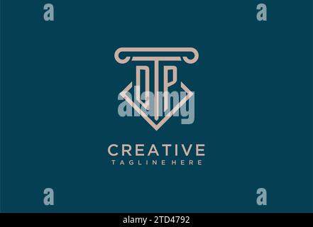 DP initial with pillar icon design, clean and modern attorney, legal firm logo design ideas Stock Vector