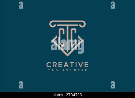CC initial with pillar icon design, clean and modern attorney, legal firm logo design ideas Stock Vector