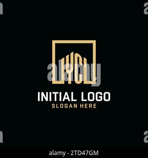 YC initial monogram logo design with square shape design inspiration Stock Vector