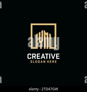 YM initial monogram logo design with square shape design inspiration Stock Vector