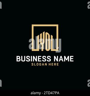 YO initial monogram logo design with square shape design inspiration Stock Vector