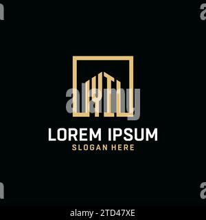 YI initial monogram logo design with square shape design inspiration Stock Vector