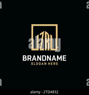 ZR initial monogram logo design with square shape design inspiration Stock Vector