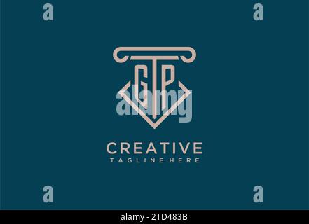 GP initial with pillar icon design, clean and modern attorney, legal firm logo design ideas Stock Vector