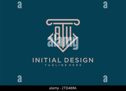 AW initial with pillar icon design, clean and modern attorney, legal firm logo design ideas Stock Vector