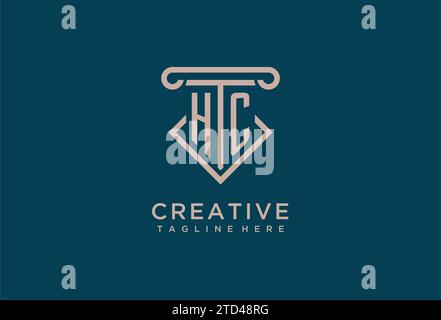 HC initial with pillar icon design, clean and modern attorney, legal firm logo design ideas Stock Vector