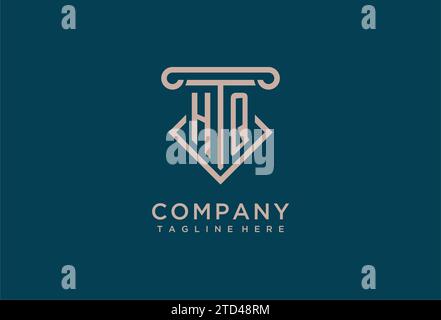 HQ initial with pillar icon design, clean and modern attorney, legal firm logo design ideas Stock Vector