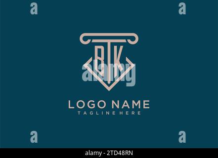 BK initial with pillar icon design, clean and modern attorney, legal firm logo design ideas Stock Vector