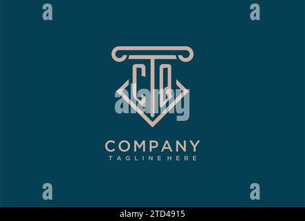 CQ initial with pillar icon design, clean and modern attorney, legal firm logo design ideas Stock Vector