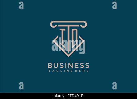 IO initial with pillar icon design, clean and modern attorney, legal firm logo design ideas Stock Vector