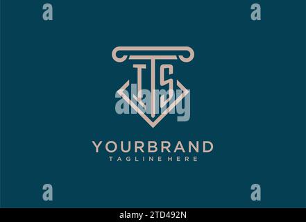 IS initial with pillar icon design, clean and modern attorney, legal firm logo design ideas Stock Vector