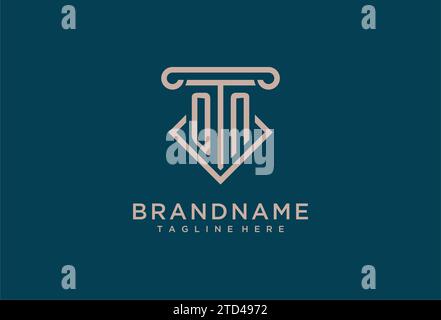 ON initial with pillar icon design, clean and modern attorney, legal firm logo design ideas Stock Vector