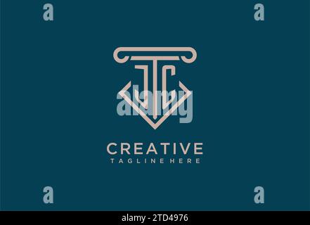 JC initial with pillar icon design, clean and modern attorney, legal firm logo design ideas Stock Vector
