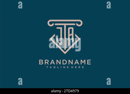 JA initial with pillar icon design, clean and modern attorney, legal firm logo design ideas Stock Vector