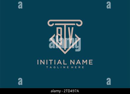 BV initial with pillar icon design, clean and modern attorney, legal firm logo design ideas Stock Vector