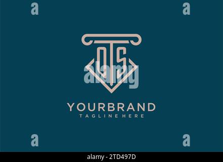 OS initial with pillar icon design, clean and modern attorney, legal firm logo design ideas Stock Vector