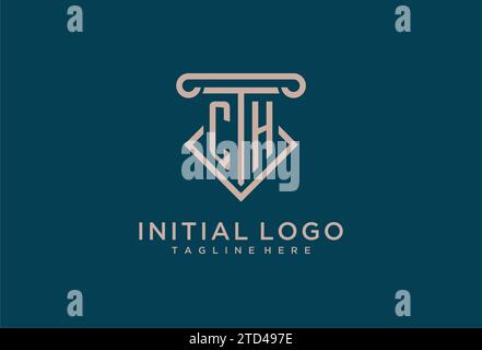 CH initial with pillar icon design, clean and modern attorney, legal firm logo design ideas Stock Vector