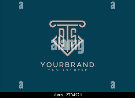 BS initial with pillar icon design, clean and modern attorney, legal firm logo design ideas Stock Vector