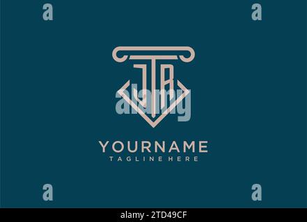 JR initial with pillar icon design, clean and modern attorney, legal firm logo design ideas Stock Vector