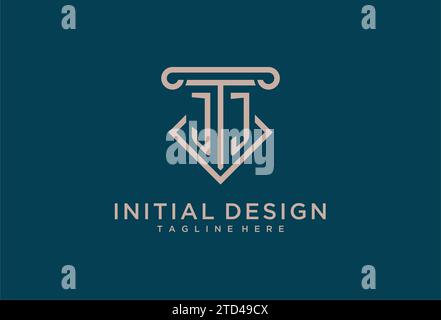 JJ initial with pillar icon design, clean and modern attorney, legal firm logo design ideas Stock Vector