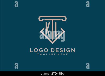 KL initial with pillar icon design, clean and modern attorney, legal firm logo design ideas Stock Vector