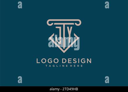 JY initial with pillar icon design, clean and modern attorney, legal firm logo design ideas Stock Vector