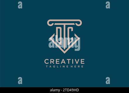 DC initial with pillar icon design, clean and modern attorney, legal firm logo design ideas Stock Vector