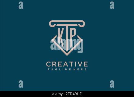KP initial with pillar icon design, clean and modern attorney, legal firm logo design ideas Stock Vector