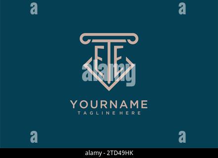 EE initial with pillar icon design, clean and modern attorney, legal firm logo design ideas Stock Vector
