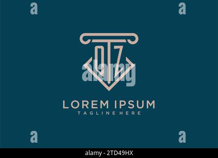 OZ initial with pillar icon design, clean and modern attorney, legal firm logo design ideas Stock Vector