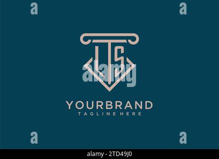 LS initial with pillar icon design, clean and modern attorney, legal firm logo design ideas Stock Vector
