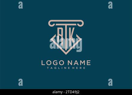 RK initial with pillar icon design, clean and modern attorney, legal firm logo design ideas Stock Vector