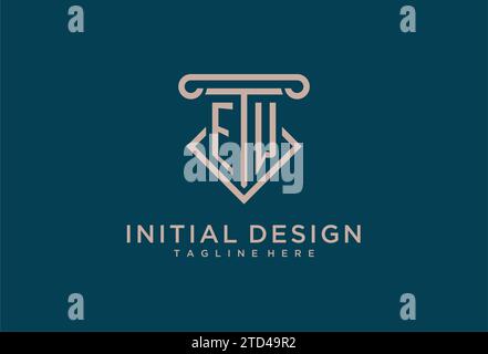 EW initial with pillar icon design, clean and modern attorney, legal firm logo design ideas Stock Vector