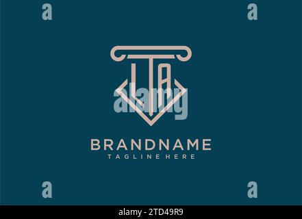 LA initial with pillar icon design, clean and modern attorney, legal firm logo design ideas Stock Vector