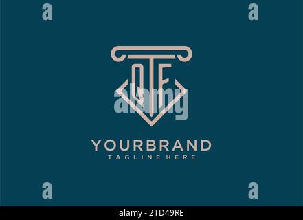 QF initial with pillar icon design, clean and modern attorney, legal firm logo design ideas Stock Vector