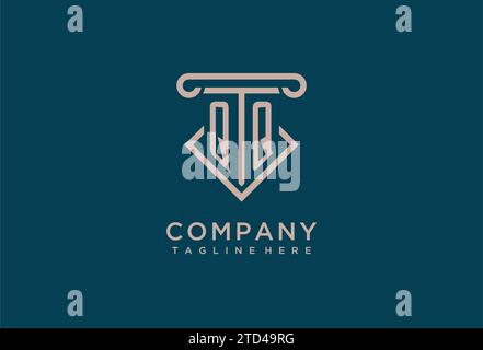 QQ initial with pillar icon design, clean and modern attorney, legal firm logo design ideas Stock Vector