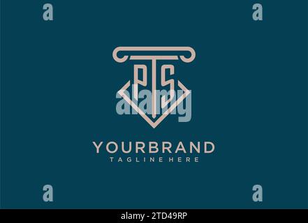 PS initial with pillar icon design, clean and modern attorney, legal firm logo design ideas Stock Vector
