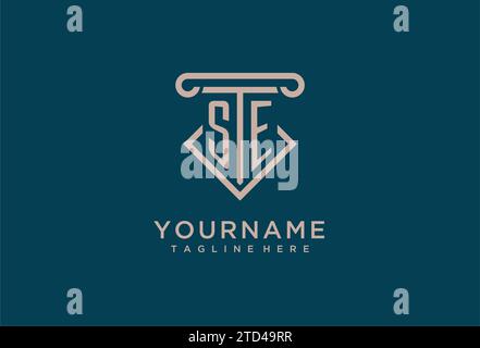 SE initial with pillar icon design, clean and modern attorney, legal firm logo design ideas Stock Vector