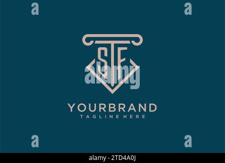 SF initial with pillar icon design, clean and modern attorney, legal firm logo design ideas Stock Vector