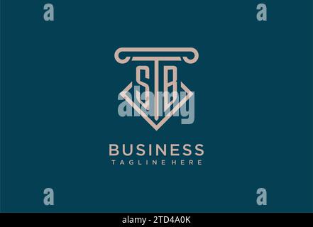 SB initial with pillar icon design, clean and modern attorney, legal firm logo design ideas Stock Vector