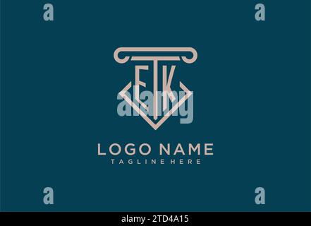 EK initial with pillar icon design, clean and modern attorney, legal firm logo design ideas Stock Vector