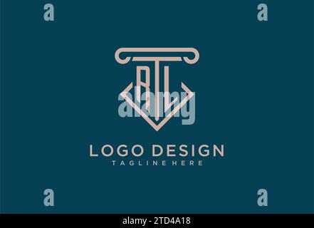 RL initial with pillar icon design, clean and modern attorney, legal firm logo design ideas Stock Vector