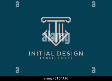 LW initial with pillar icon design, clean and modern attorney, legal firm logo design ideas Stock Vector