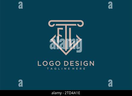 FL initial with pillar icon design, clean and modern attorney, legal firm logo design ideas Stock Vector