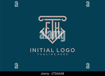FH initial with pillar icon design, clean and modern attorney, legal firm logo design ideas Stock Vector
